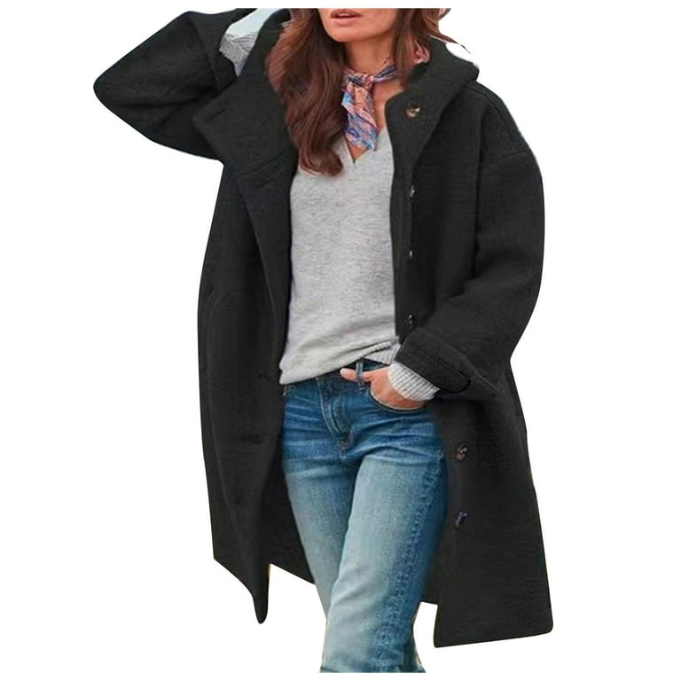 Wool hooded hot sale coat womens uk