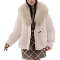 thumbnail image 1 of Coats For Women Sevevn Womens Quilted Puffer Jackets Zip up Furry Collar Hooded Short Winter Coat with Pockets, 1 of 7
