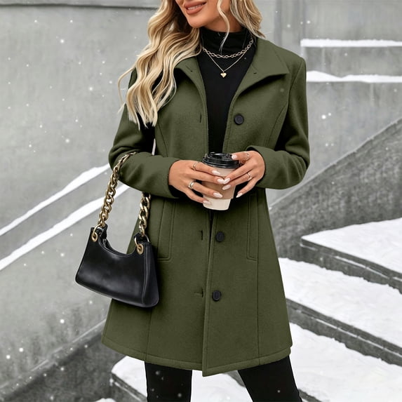 Coats For Women Single Breasted Trench Coat Fashion Long Fall Coats For Army Green XXXL