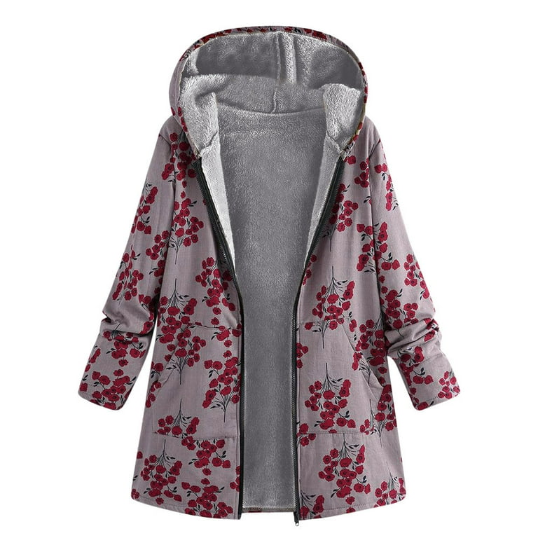 Floral print hooded coat hotsell