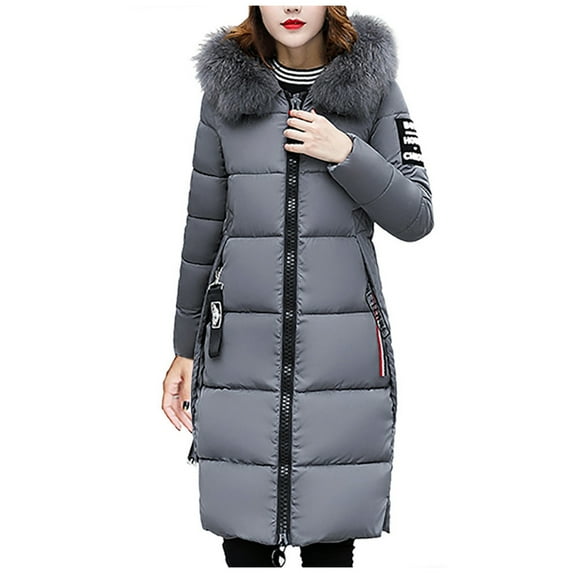 Coats For Women Winter Down Padded Jacket Slim Waist Belt Mid-Length Waist Solid Color Hooded Collar Padded Jacket Womens Clothing