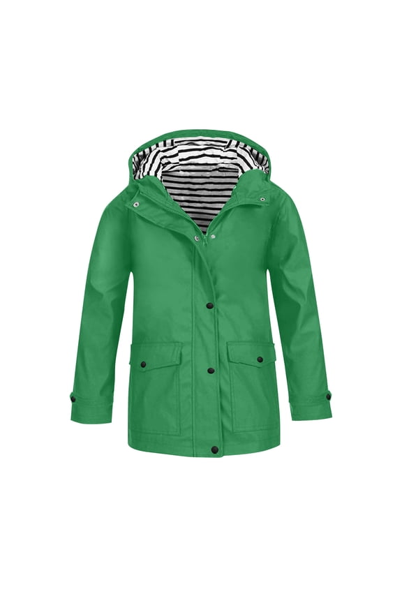 Coats for Girls 10-12 Boys Waterproof Hooded Rain Jacket Lightweight Full Zip Long Sleeve Raincoats for Kids Outdoor Casual Windbreaker with Pockets 7-15 Years