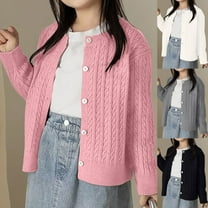 Coats For Girls 24 Months Girls Long Sleeve Cardigan Sweaters Open Front Cable Knit Cardigans Kids Oversized Cute Outerwear Coat Lightweight Loose Free Button