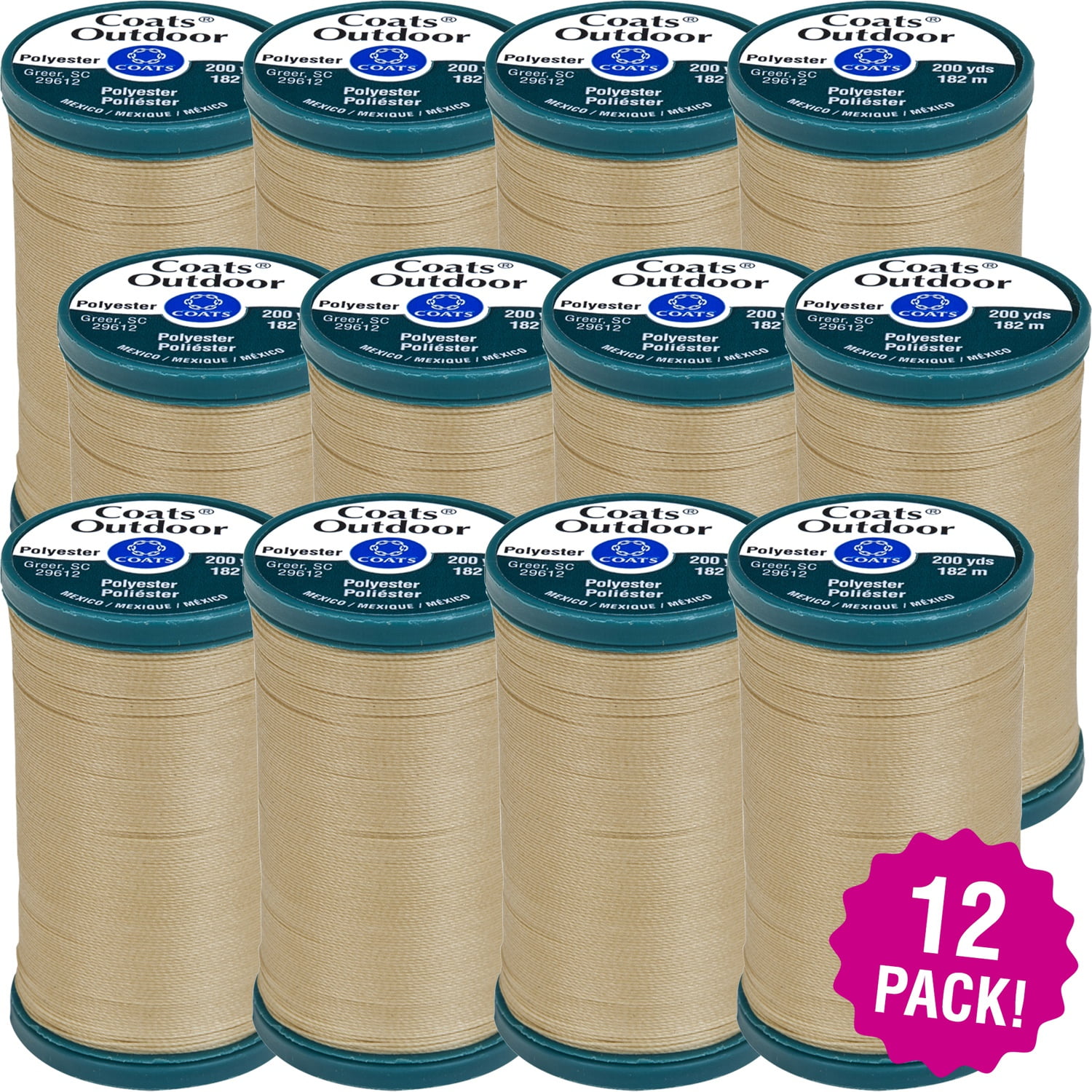 Coats & Clark All Purpose Aqueous Polyester Thread, 500 yards/457 meters 