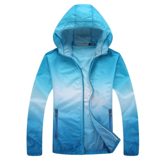 Coats Plus Size for Women Lightweight Gradient Breathable Hooded Sun Protection Outwear,BU1,2XL