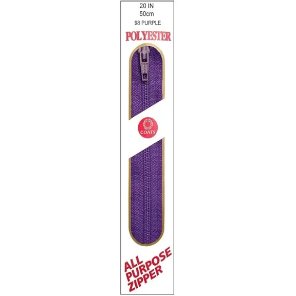 Coats Thread & Zippers All-Purpose Plastic Zipper, 20-Inch, Purple