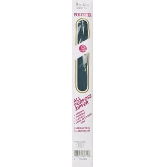 Coats Thread & Zippers All-Purpose Plastic Zipper, 9-Inch, Dark Teal Multi-Colored