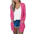 thumbnail image 1 of Coats for Women Blazer Jackets for Women Womens Ladies Solid Cute Cardigan Long Sleeve Coat Pockets Elegant Outerwear Black Cardigan for Women Clearance on Sales Womens Coat（Hot Pink,L）, 1 of 5