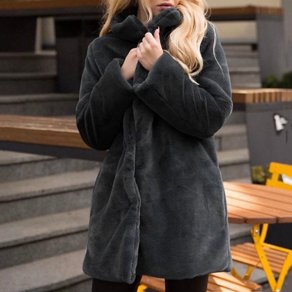 Coats For Women Ladies Solid Coat Jacket Winter Warm Loose Turn Down Collar Plus Size Cozy Outerwear Shirt Jacket Women Small Jackets for Women Light Weight Jackets for Women with Zipper Pockets