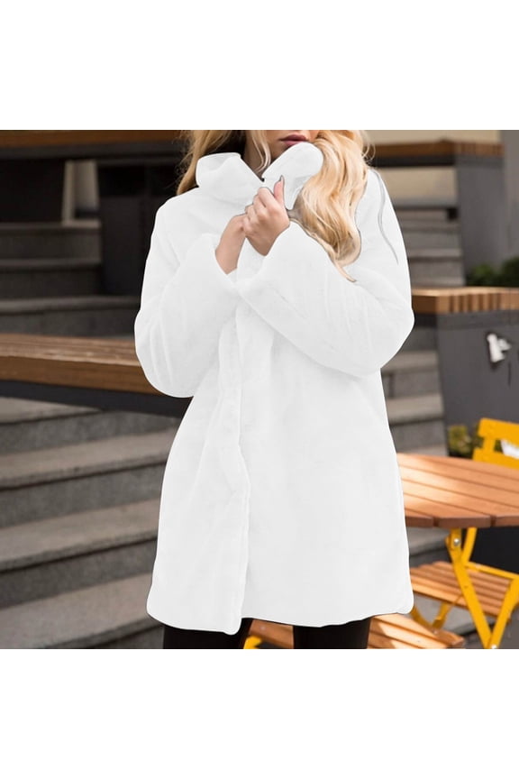 Coats For Women Ladies Solid Coat Jacket Winter Warm Loose Turn Down Collar Plus Size Cozy Outerwear Women's Jackets for Women with Long Winter Coats for Women Jackets with Hood for Women Warm Coats