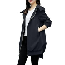 Wo-Fusoul Long Coats for Women Women's New Casual Stylish Longline Lightweight Coat, Long Sleeve Hooded Casual Outerwear/Jacket, Elegant Daily Wear Womens Long Coat