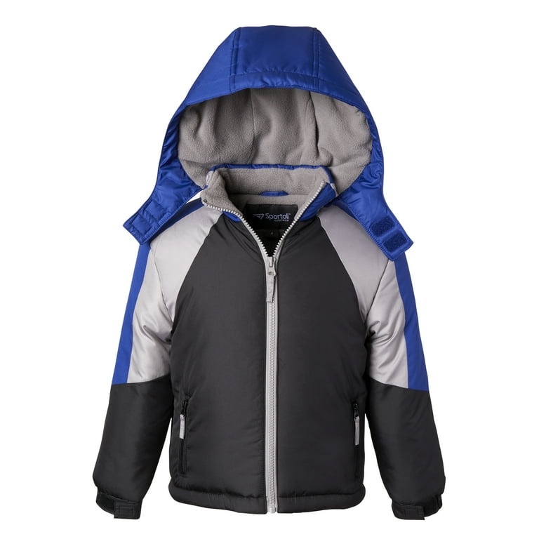 Coats for Boys Fleece Lined Snowboard Hooded Colorblock Winter Puffer Jacket Black 4