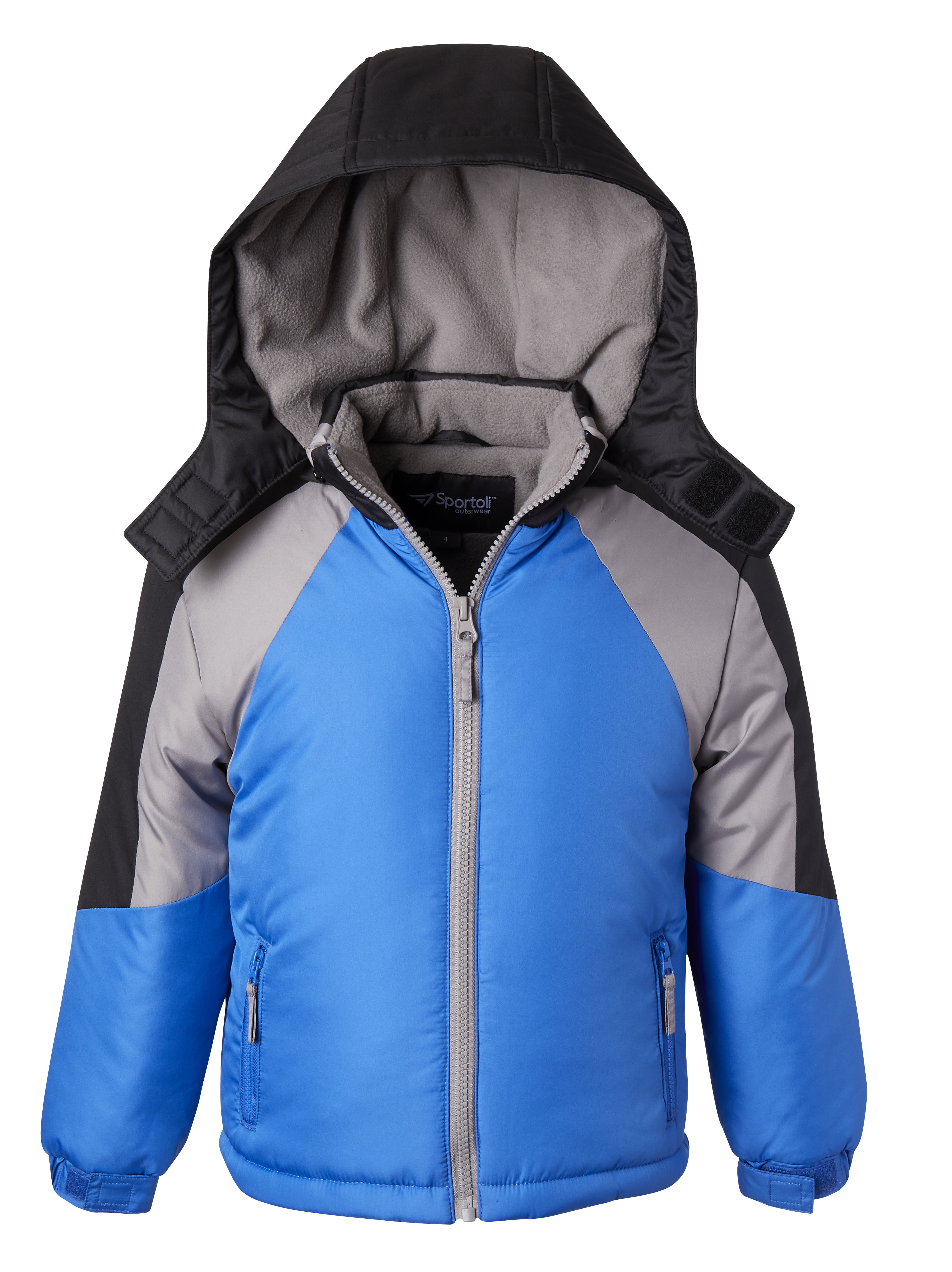 Coats for Boys Fleece Lined Snowboard Hooded Colorblock Winter Puffer Jacket Bright Blue 7 Walmart