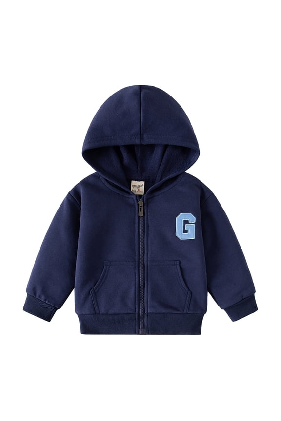 Coats for Boys Kids Toddler Boys Spring Fall New Thin Hooded Casual Windbreaker Jacket Kids Coats Navy 12 Months-18 Months
