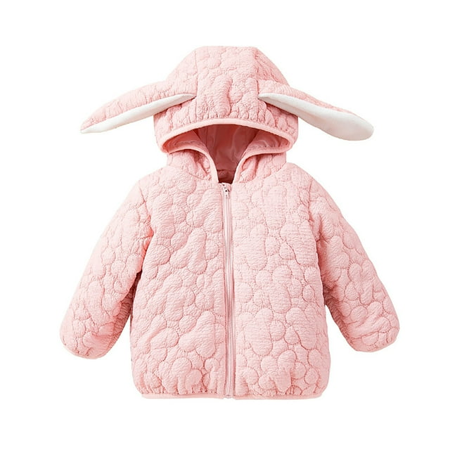 Coats for Boys Kids Winter Solid Coat Rabbit Ears Hooded Jacket Zipper