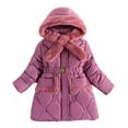 thumbnail image 1 of Coats for Girls 12-14 Kids Toddler Baby Unisex Patchwork Spring Winter Cute Coat Hooded Padded Jacket Outwear Clothes,Z1-Purple,6-7 Years, 1 of 4