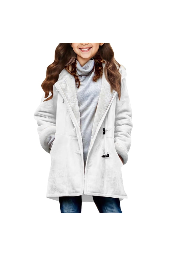 Coats for Girls Clothing Suede and Fleece Hooded Tween Girls Jacket