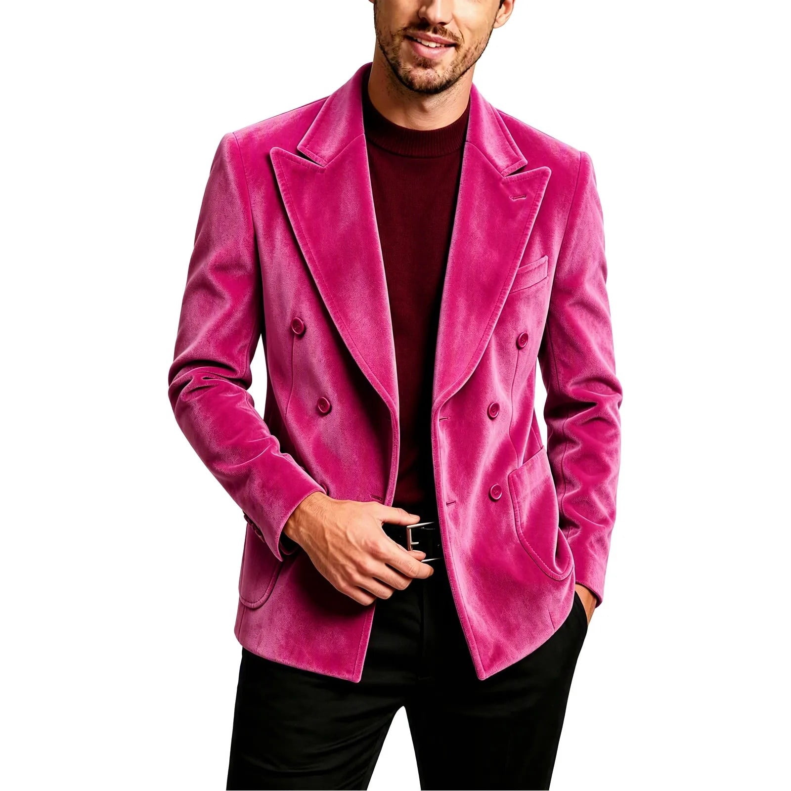 Commuter Gadgets Coats for Men Turn Down Collar Double Breasted Solid Color Warm Suit ...