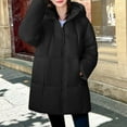 thumbnail image 1 of Coats for Women Hooded Pocket Fleece Zipper Long-sleeved Solid-color Thickened Casual Jacket,Womens Coats Plus Size Black XL, 1 of 6