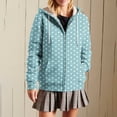 thumbnail image 1 of Coats for Women Hooded Zip Up Jacket Oversized Print Drawstring Pockets Jackets Coat,Womens Coats Plus Size Light Blue XXL, 1 of 6