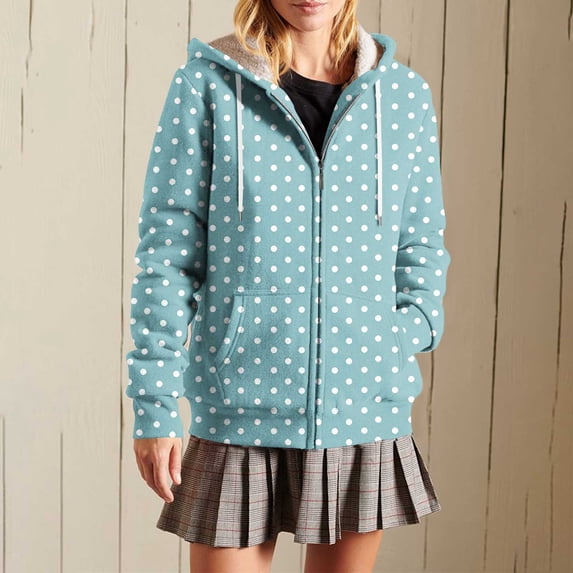 Coats for Women Hooded Zip Up Jacket Oversized Print Drawstring Pockets Jackets Coat,Womens Coats Plus Size Light Blue XXL