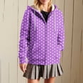 thumbnail image 1 of Coats for Women Hooded Zip Up Jacket Oversized Print Drawstring Pockets Jackets Coat,Womens Coats Plus Size Purple XL, 1 of 6
