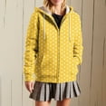 thumbnail image 1 of Coats for Women Hooded Zip Up Jacket Oversized Print Drawstring Pockets Jackets Coat,Womens Coats Plus Size Yellow XL, 1 of 6