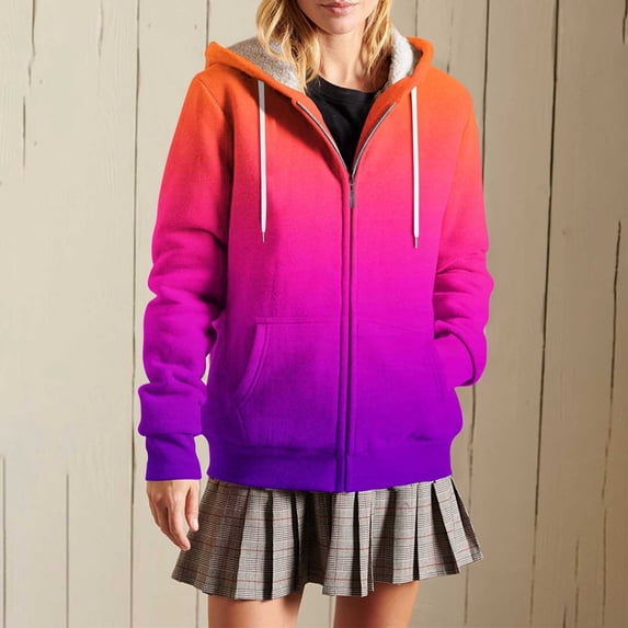 Coats for Women Hooded Zip Up Jacket Print Drawstring Pockets Oversized Jackets Coat,Womens Coats Plus Size Hot Pink XL