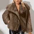 thumbnail image 1 of Coats for Women Lapel Button Cardigan Solid Color Long Sleeved Coat Jacket,Womens Coats Plus Size Brown XXL, 1 of 6