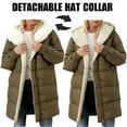 thumbnail image 1 of Coats for Women Long Sleeve Jacket Hooded Jacket Winter Long Coat with Pockets Detachable Hat Collar,Womens Coats Plus Size Army Green XL, 1 of 6