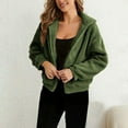 thumbnail image 1 of Coats for Women Long Sleeve Lapel Zipper Casual Solid Color Sweater Jacket,Womens Coats Plus Size Green XXL, 1 of 6