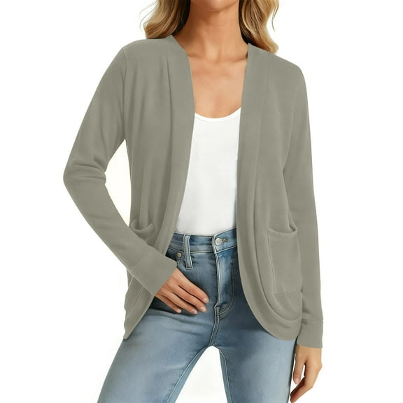 Coats for Women Long Sleeved Cardigan Casual Solid Color Jacket,Womens Coats Plus Size Khaki XXL