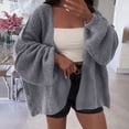 thumbnail image 1 of Coats for Women Long Sleeved Cardigan Casual Solid Color Loose Sweater Coat,Womens Tops Dark Gray S, 1 of 6