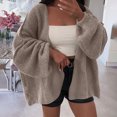 thumbnail image 1 of Coats for Women Long Sleeved Cardigan Casual Solid Color Loose Sweater Coat,Womens Tops Khaki S, 1 of 6
