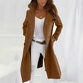 thumbnail image 1 of Coats for Women Long-sleeved Turndown Collar Casual Solid Coat Button Bandage Outwear Jackets,Womens Coats Plus Size Coffee XXL, 1 of 6