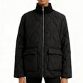 thumbnail image 1 of Coats for Women Polka Pocket Long-sleeved Fleece Padded Jacket Thickened Casual Long Sleeve Parkas,Womens Coats Plus Size Black XS, 1 of 4