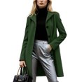 thumbnail image 1 of Coats for Women Single Breasted Trench Coat Fashion A-Line Fall Winter Jackets, Business Casual Style for Long Sleeve Outerwear,Dark Green,XL, 1 of 5
