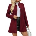 thumbnail image 1 of Coats for Women Single Breasted Trench Coat Fashion A-Line Fall Winter Jackets, Long Sleeve Pure Color Coat for Winter Season,Red,M, 1 of 5