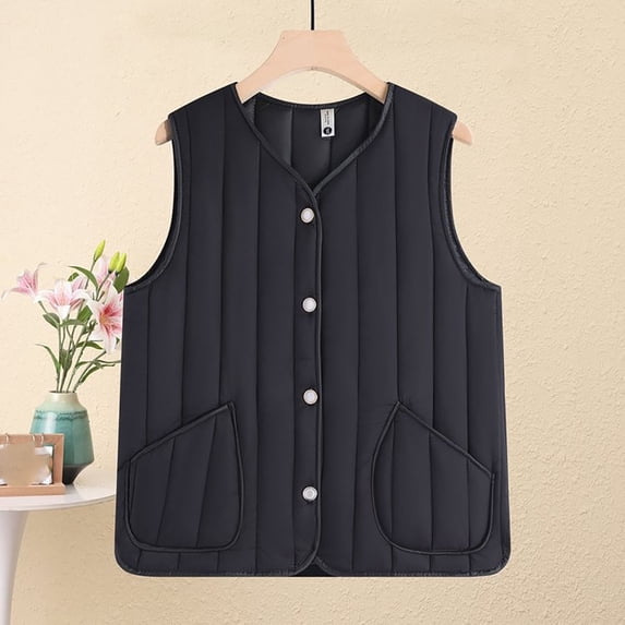 Coats for Women Sleeveless Pocket Warm Base Wearing Top Jacket,Womens Coats Plus Size Black XXL