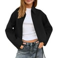 thumbnail image 1 of Coats for Women Zip Up Cropped Pea Coats Casual Jackets Barn Fall Outerwear with Pockets,Womens Coats Plus Size Black XXL, 1 of 6