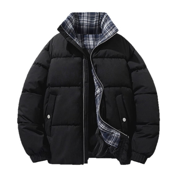 Coats for Women Zippered Stand-Up Collar Parkas Solid Color Double Pocket Long Sleeve Casual Outwear,Womens Coats Plus Size Black XXL