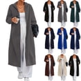 thumbnail image 1 of Coats for Womens Spring Fall Long Cardigans Cable Knitted Open Front Lightweight Long Sleeve Oversized Hooded Outerwear Coat, 1 of 5