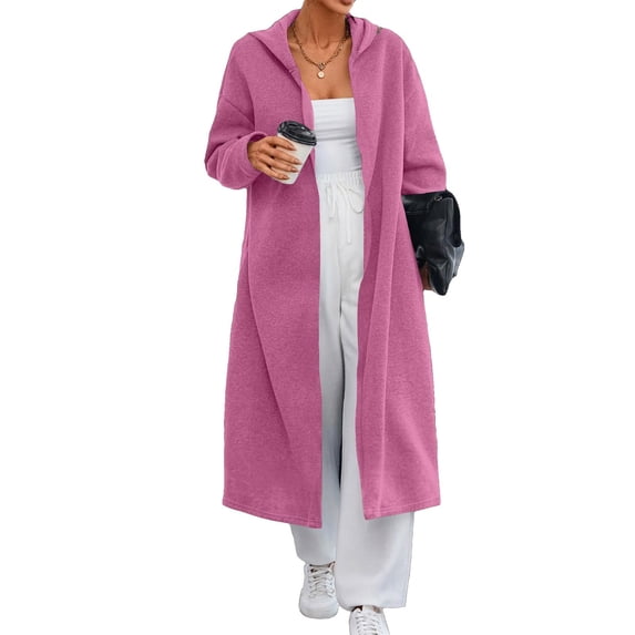 Coats for Womens Spring Fall Long Cardigans Cable Knitted Open Front Lightweight Long Sleeve Oversized Hooded Outerwear Coat
