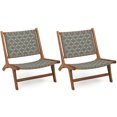 thumbnail image 1 of Costway 2 PCS Patio Teak Wood Chair with Nylon Webbing Seat & Back for Backyard, Porch, 1 of 8