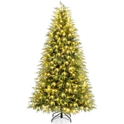 Costway 7 FT Artificial Pre-Lit Christmas Tree with 400 Warm White LED Lights 1217 Branch Tips