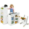 thumbnail image 1 of Costway Kids Grocery Store Playset with Shopping Cart, Scanner, Chalkboard & Checkout Belt, 1 of 10