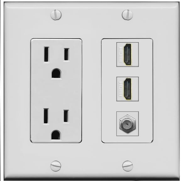 Coax 2 HDMI Wall Plate-Outlet Gray/Gray