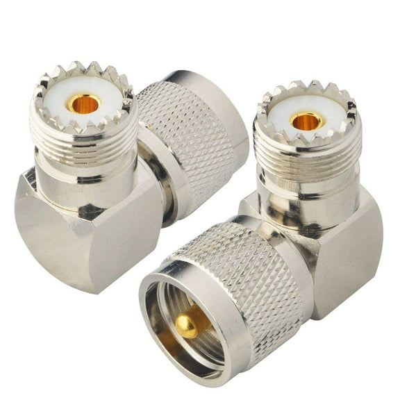 Coax Connector For CB Ham Radio Antenna, 90 Degree UHF Male To Female Adapter With Pure Copper Core For Unmatched Signal Clarity, Nickel Plated Waterproof Body Reduces Signal Loss