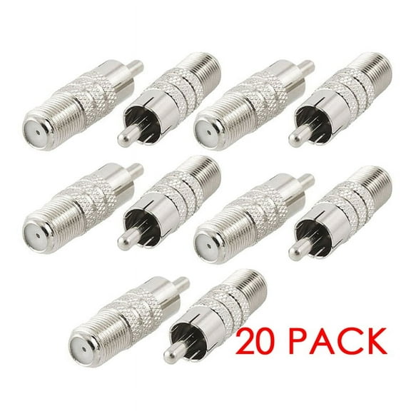 Coaxial Audio/Video F-Type Female to RCA Male RF Plug Adapter Connector (20/pk)