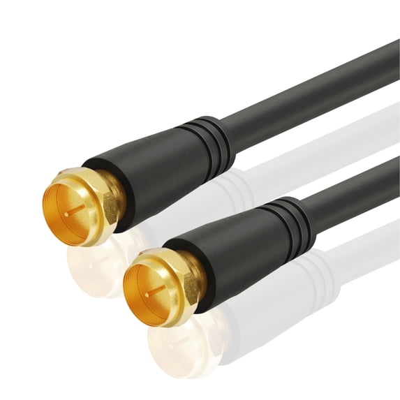 Coaxial Cable (3 Feet) with F Connectors F-Type Pin Plug Socket Male Twist-On Adapter Jack with Shielded RG59 RG-59/U Coax Patch Cable Wire Cord Black